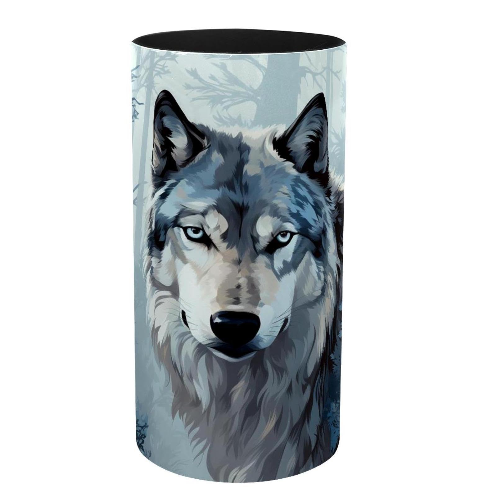 Boîte à musique en métal loup et porte-pinceaux de maquillage