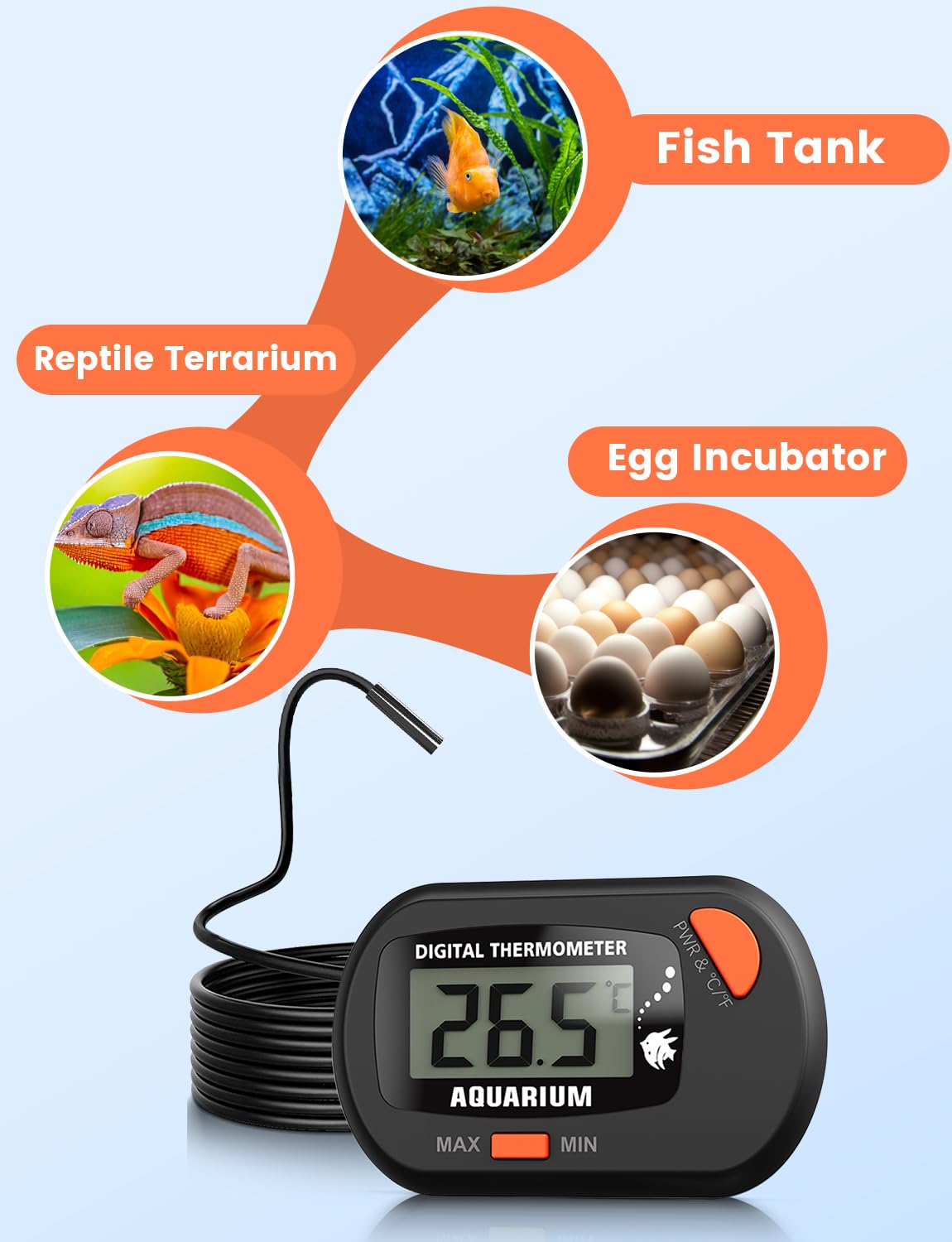 Termometr do akwarium z sondą i przyssawką, cyfrowy termometr temperatury wody LCD do akwarium, akwarium, gadów morskich, terrariów (1)