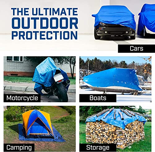 Image of Grizzly Tarps by B-Air 20' x 30' Large Multi-Purpose Waterproof Heavy Duty Poly Tarp with Grommets Every 36 inch, 8x8 Weave, 5 Mil Thick, for Home, Boats, Cars, Camping, Protective Cover, Blue