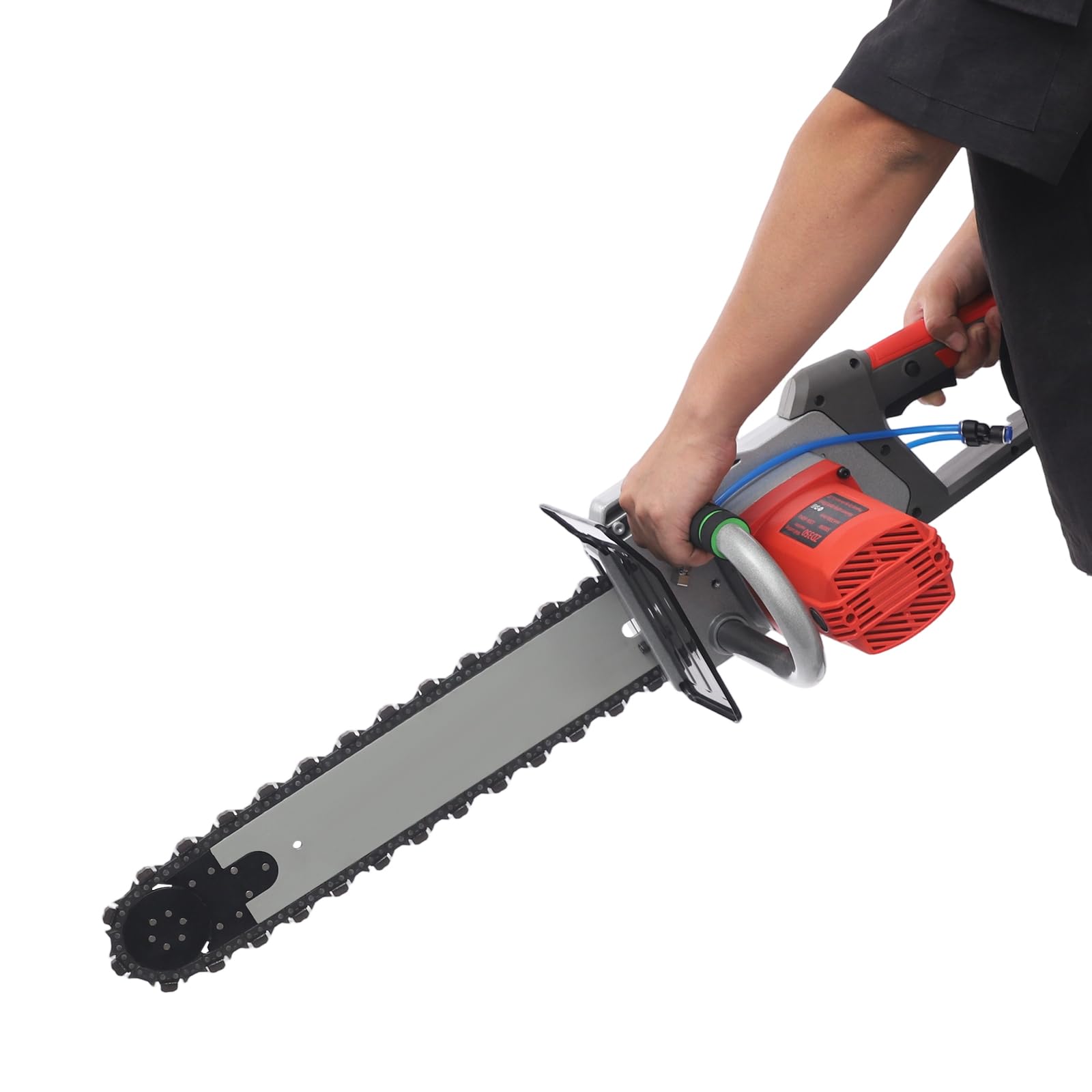 Sierra de hormigón eléctrica 6500 W, 220 V, con bomba de agua y cadena doble de diamante, cortador de hormigón para granito/hormigón/piedra, profundidad de corte de 48 cm, 6300 rpm, nivel de