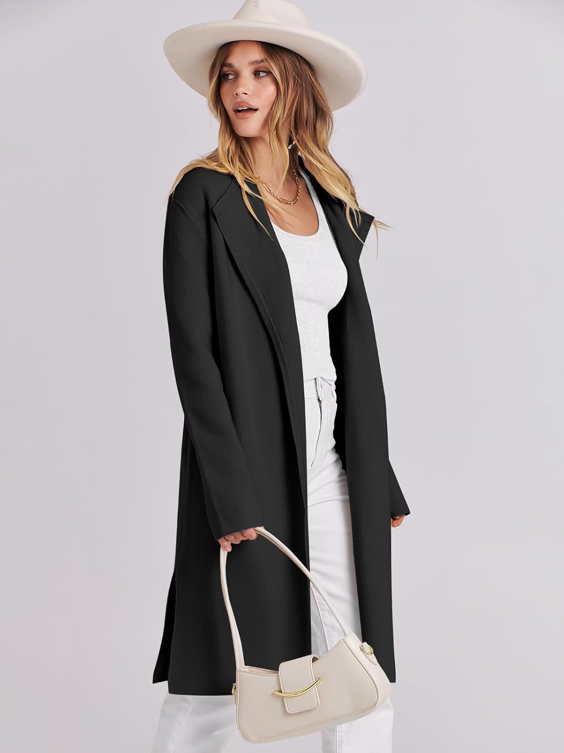 ANRABESS Women's Long Cardigans Sweater 2025 Fall Dressy Casual Lapel Knit Warm Trench Coatigan Oversized Blazer Jacket Coat
