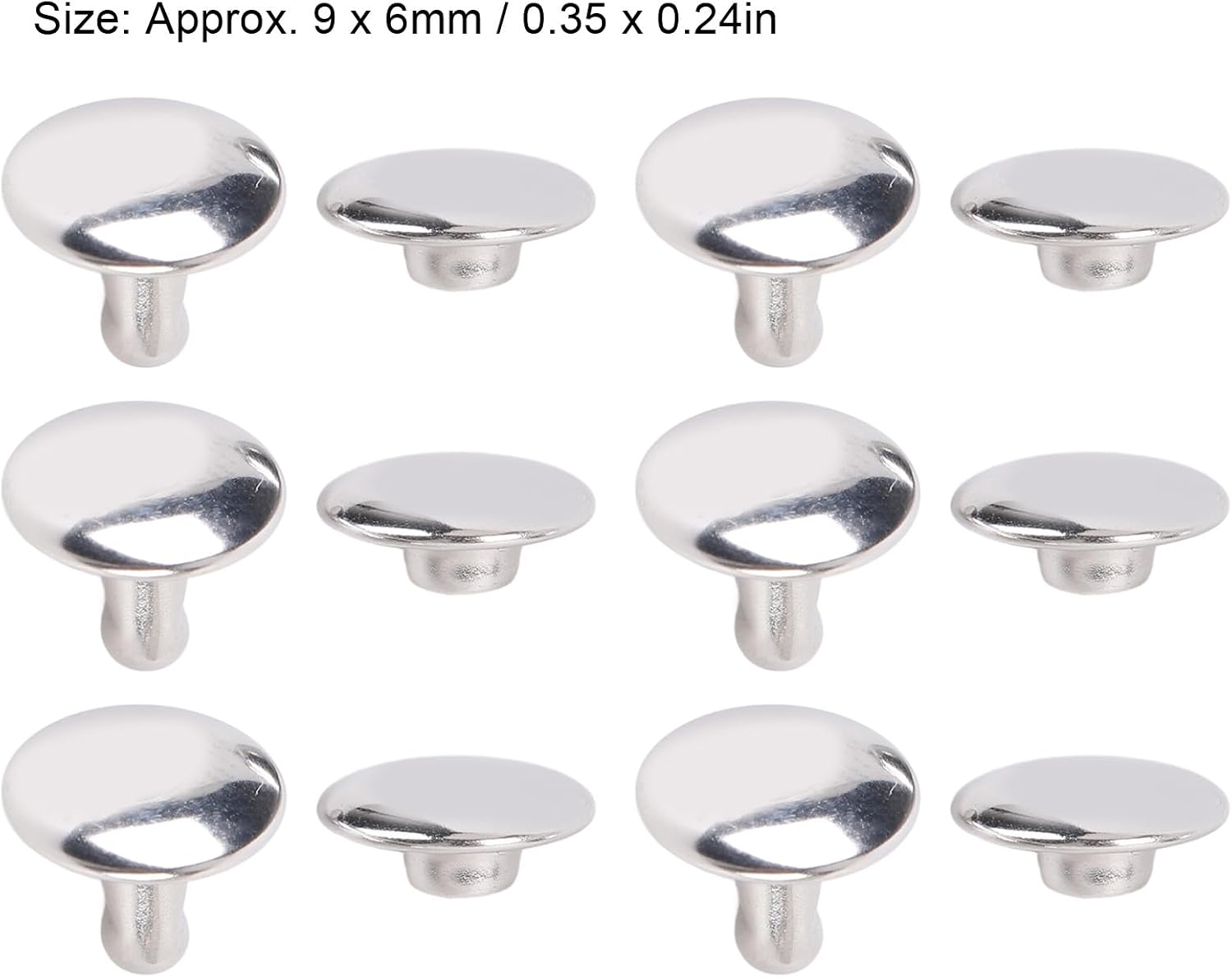 500 Set Leather Crafting Rivets, Stainless Steel Double Cap Leather Rivets, 9x6mm Metal Rivets for Handcraft, Leather Belt Repair and Apparel Embellishment
