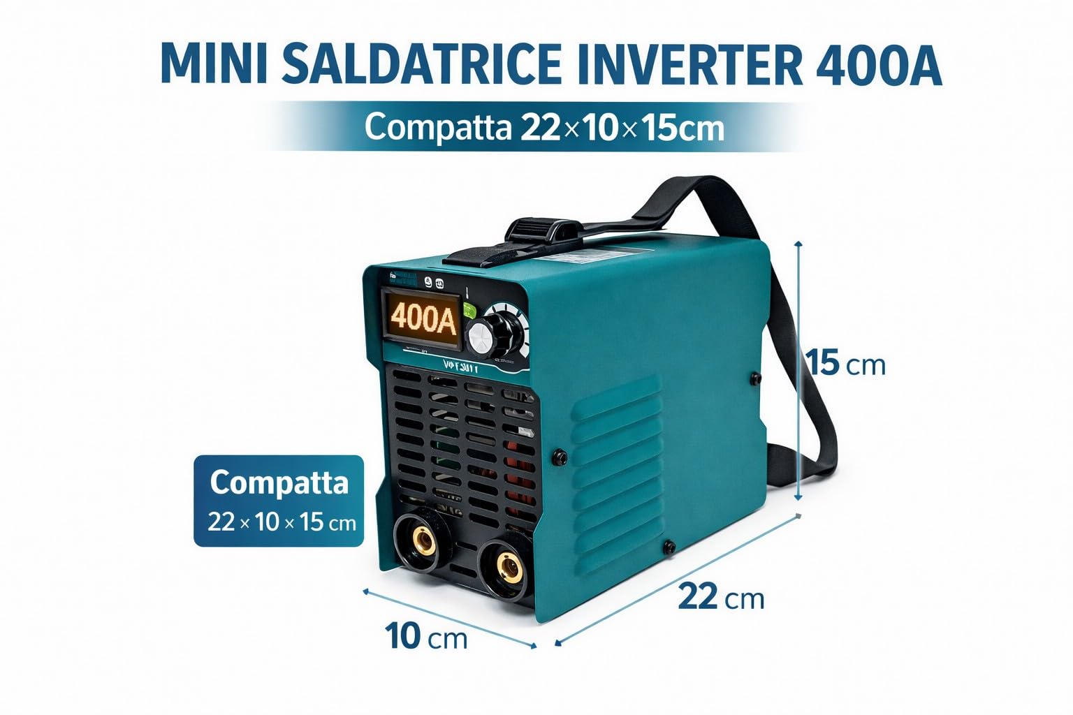 Mini Saldatrice inverter ad Elettrodo per Fabbro da 400 Ampere Super Compatta professionale con cavi e maschera display LCD digitale saldatrice elettrica portatile leggera