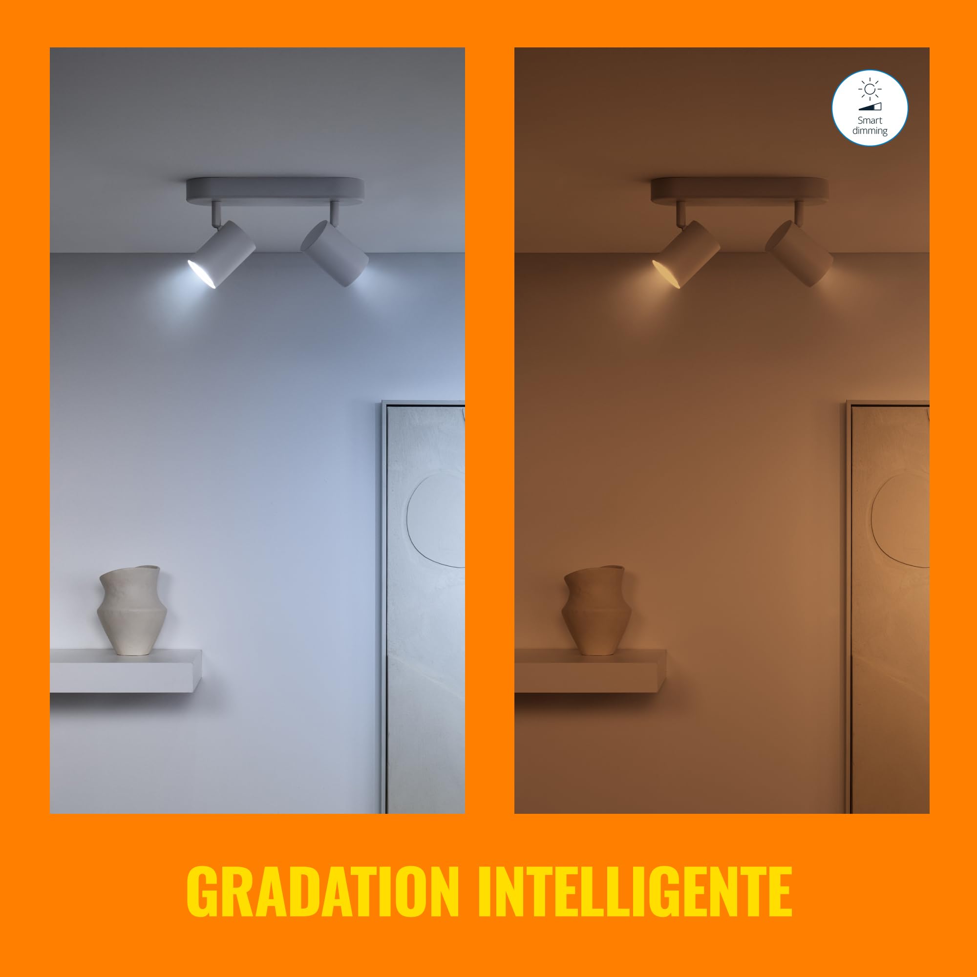 WiZ Ampoule en verre LED intelligente GU10 - Remplacement GU10 50W, nuances de blanc, Wi-Fi/Bluetooth, commande vocale/application, fonctionne avec Google Home, Alexa et HomeKit, pack de 3