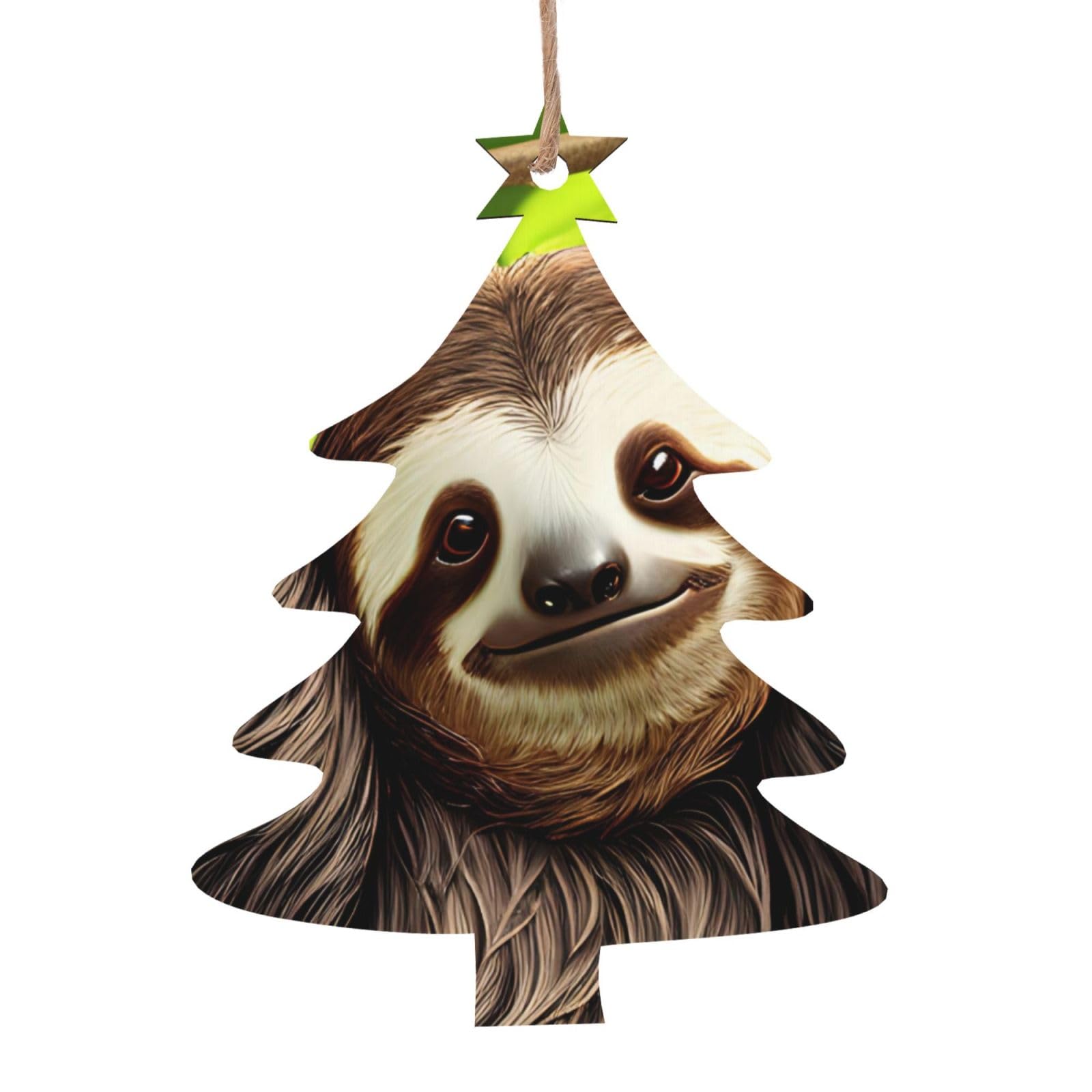 Christmas Wooden Ornaments, Cute Sloth - Christmas Tree Decoration for Party Decoration and Xmas Day - Christmas Tree Shape