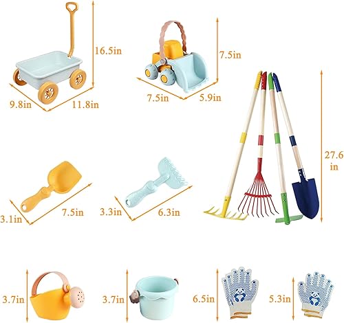 Miniatura 7 de Mostop Juego de herramientas de jardinería para niños, juego de jardinería para niños, juguetes de excavación de granja al aire libre con