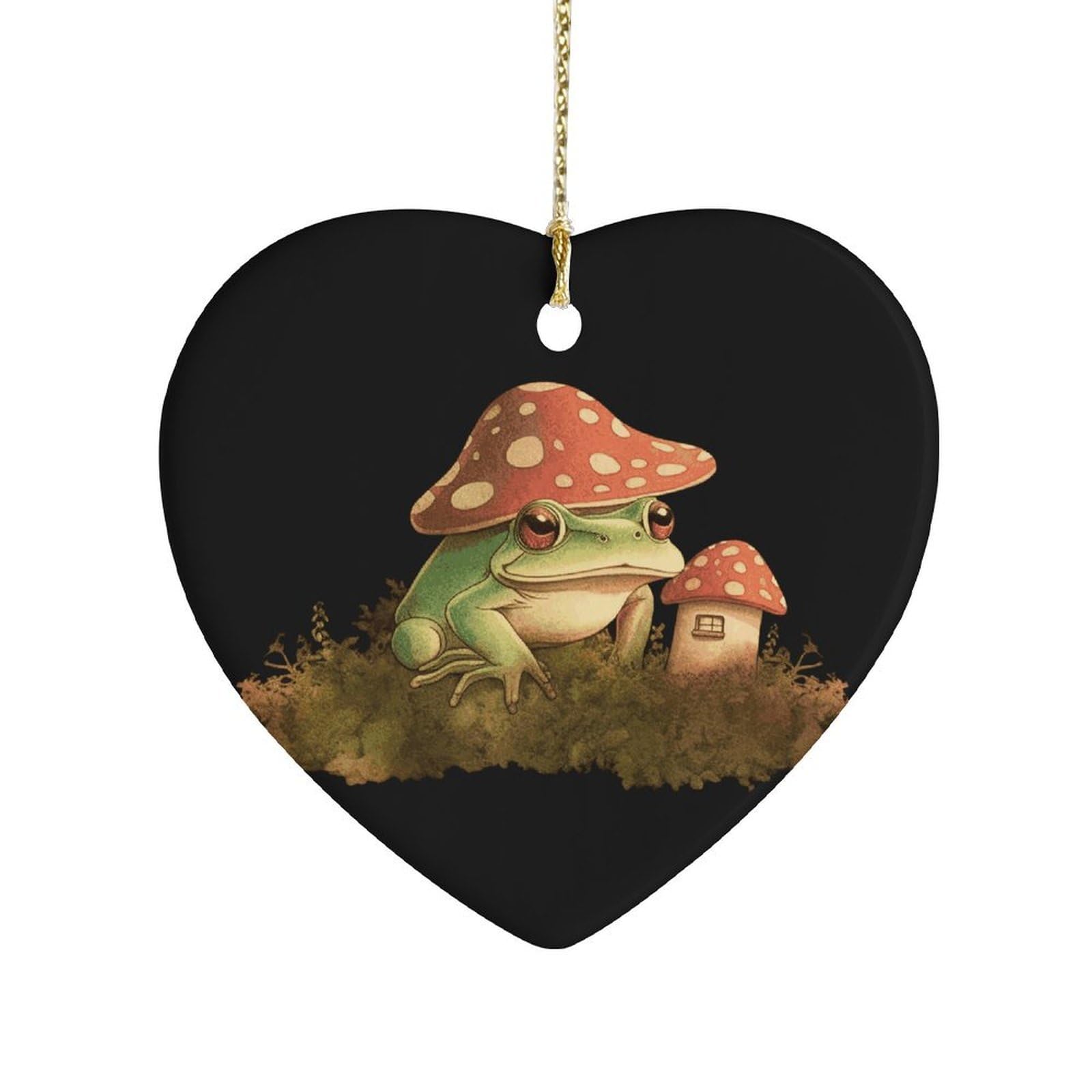 Fekiloot Style Mushroom House And Frog Ceramic Ornament Home Decor Keepsake