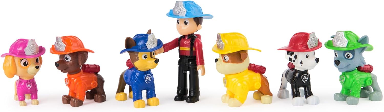 Paw Patrol Fire Rescue Team Pack of 7 Characters Including Ryder and 6 Puppies, Toys for Boys and Girls, 3+ Years