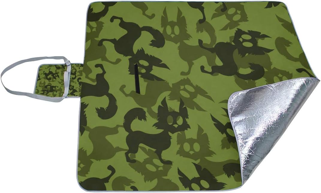 レジャーシート 親しい グリーン猫 ピクニック 折りたたみ 撥水 アウトドア クッション マット コンパクト 花見 運動会 キャンプ