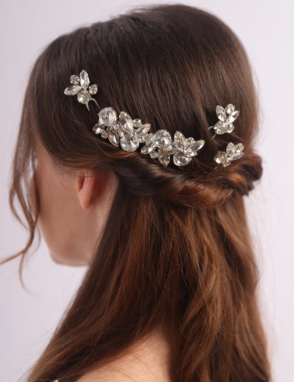 Rumtock Rhinestones Hair Comb with Hair Pins Set Wedding Bridal Handmade Sparkle Crystal Hair Accessories