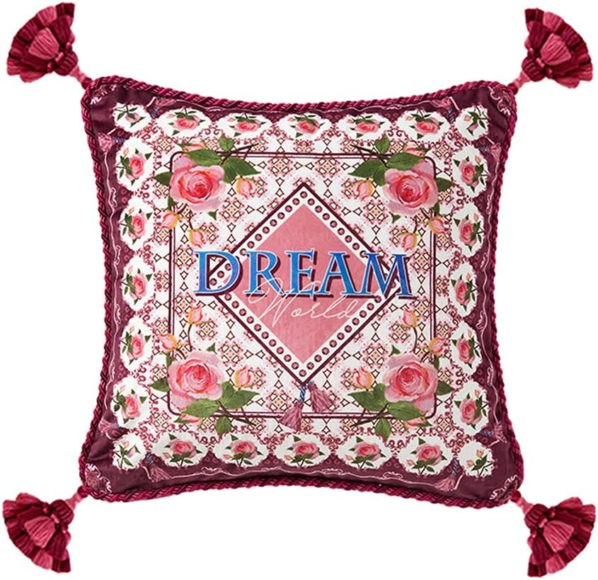 HBJWOV Retro Plush European Pillow Living Room Decoration Sofa Car Cushion Bedside Cover(C,45cm*45cm)
