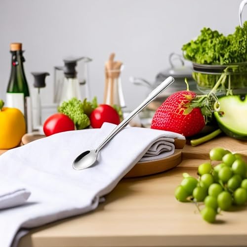 Miniatura 5 de Cucharas de té helado de mango largo, cuchara de mango largo de 9 pulgadas para café, helado, cóctel, agitadores, acero inoxidable, juego de 4