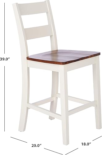 Miniatura 12 de SAFAVIEH Home Collection Yuri Taburete blanco y natural de 24 pulgadas (juego de 2)