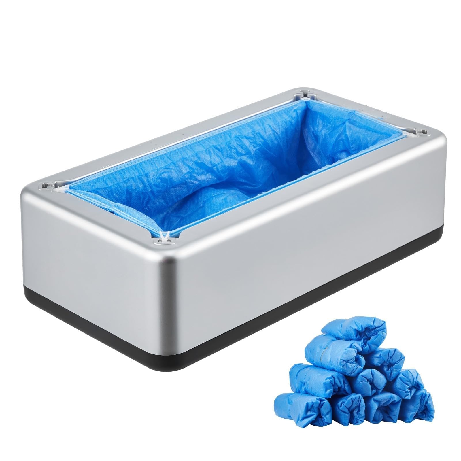 Dispensador automático de cubrezapatos con 100 unidades de cubrezapatos desechables antideslizantes, para uso doméstico, de oficina, laboratorio, fábrica, hospital e interiores(Silver)