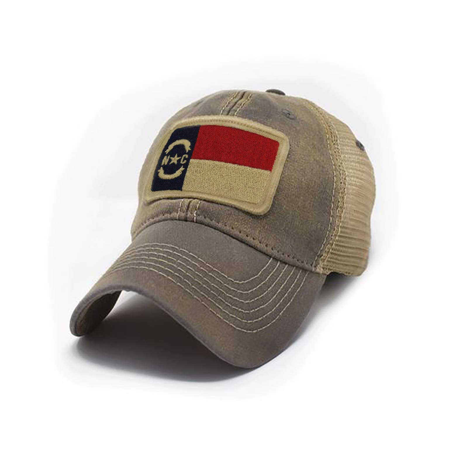 North Carolina Flag Trucker Hat, Drifter Grey