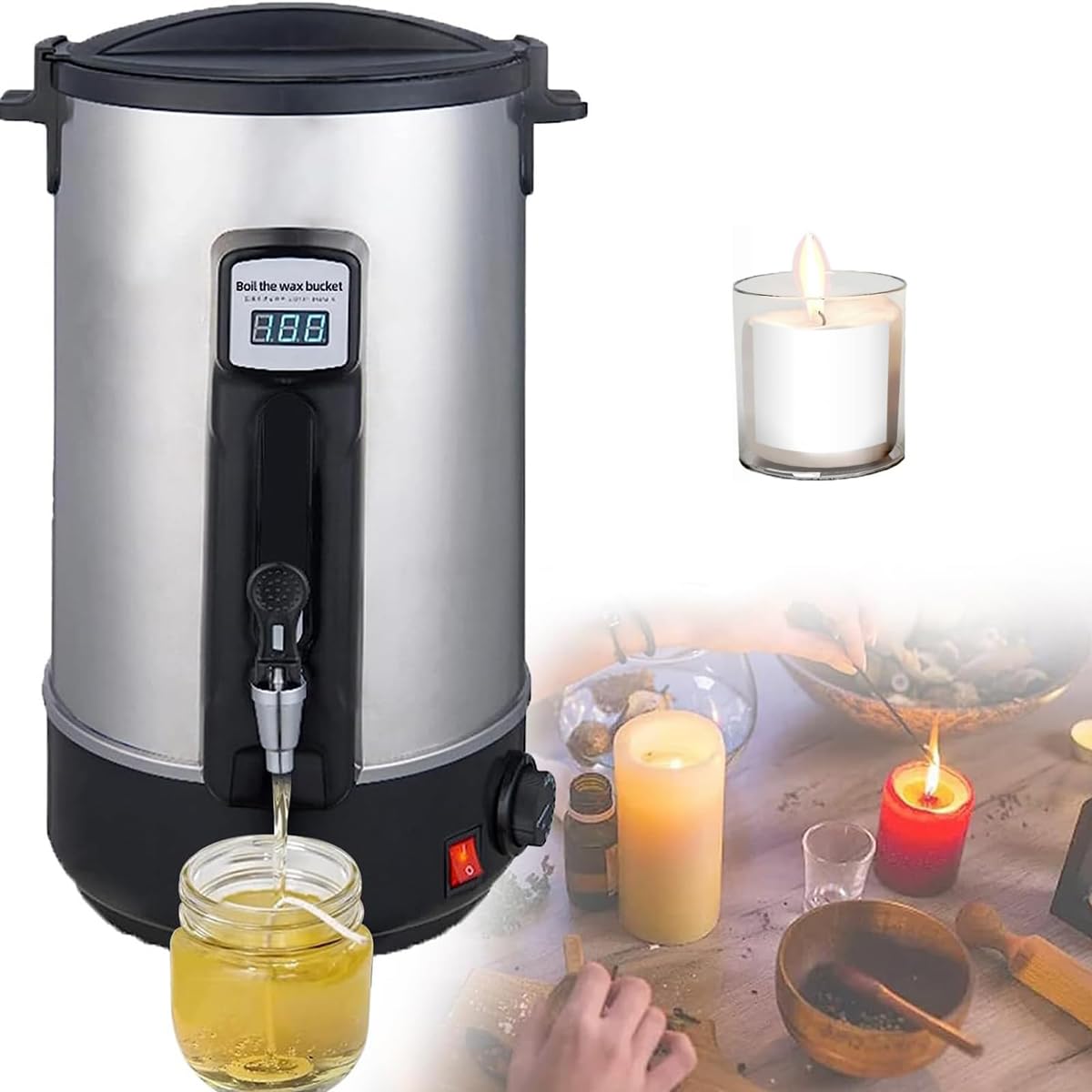 Fondoir de cire électrique 30L grand pot fusion bougie affichage numérique