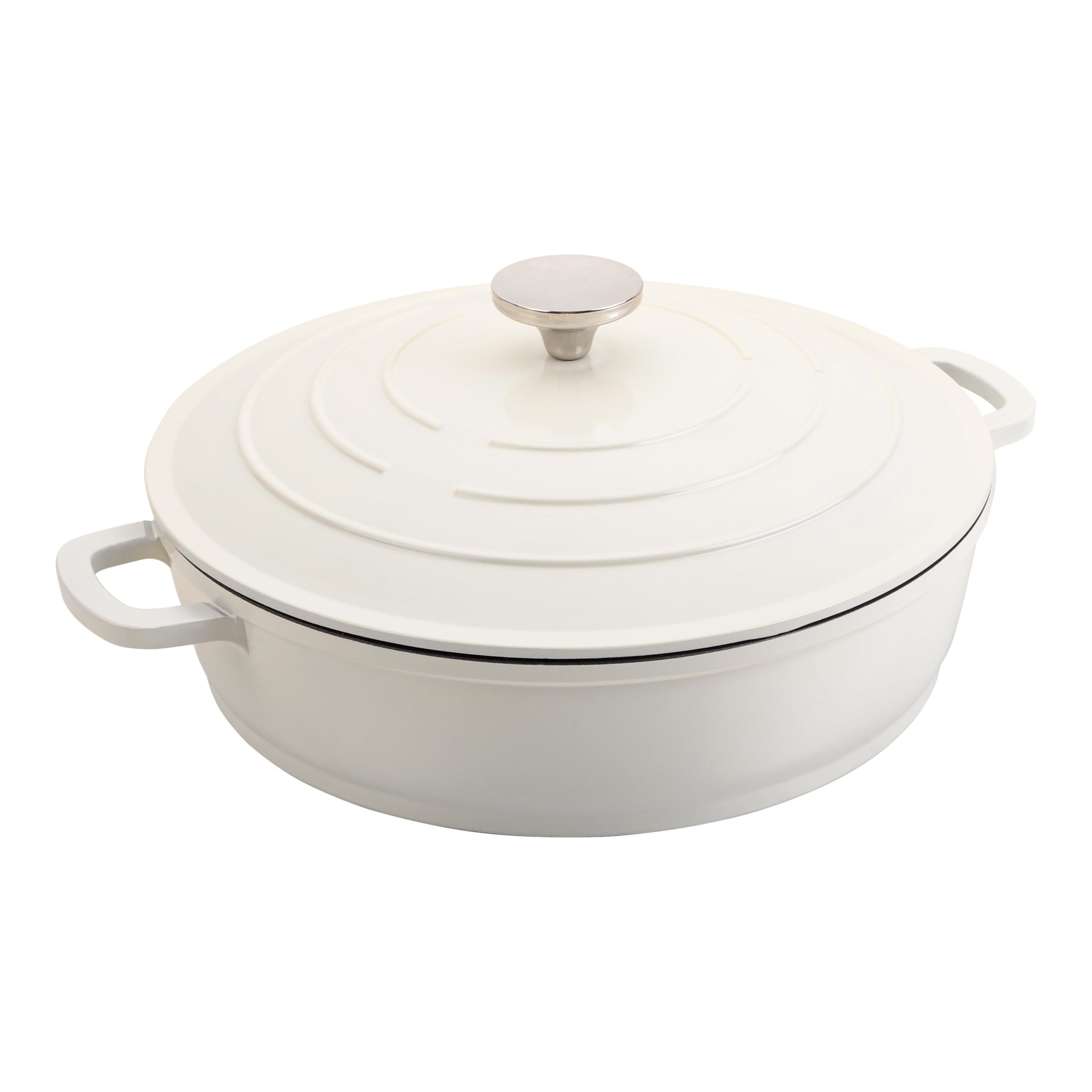 XR-L28CR 28 cm odlewane aluminium płytkie naczynie do zapiekanek, nadaje się do piekarnika i wszystkich rodzajów kuchenek, idealne do gulaszu i zapiekanek, kremowy