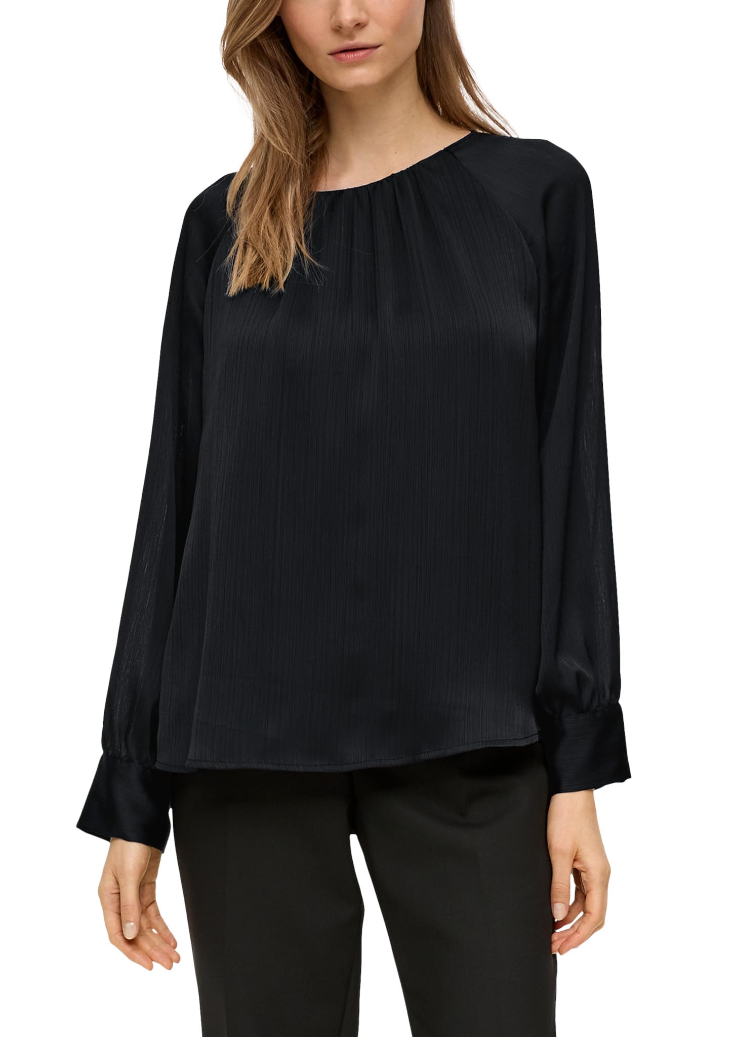 s.Oliver Black Label Damen 2139044 Chiffon-Bluse mit Webstruktur (1er Pack)