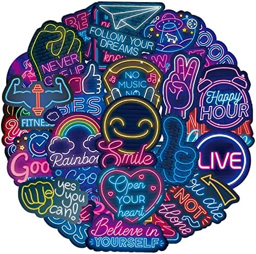 100 PCS Neon Motivational Stickers for Teens Adults Kids Positive Quotes Sticker Pack Waterproof Vinyl Decals for Water Bottle Laptop journaling Scrapbook Cups Phone Skateboard Planner Computers iPad