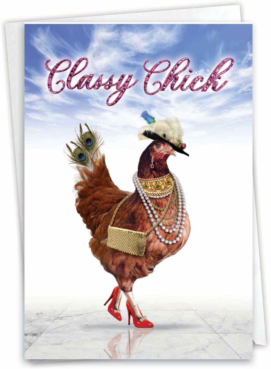 NobleWorks - 1 Funny Happy Birthday Notecard - Women's Humor Greeting Card with Envelope - Classy Chick C7230BDG