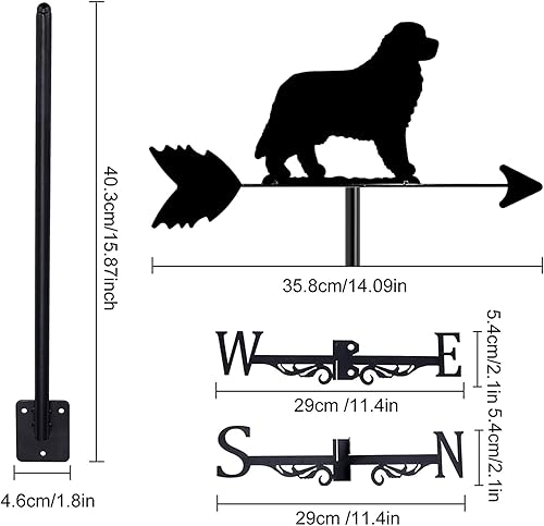 Vista 5 de Indicador de dirección de paletas de viento de acero inoxidable con diseño de animales para perro, para montaje en techo al aire libre, granja