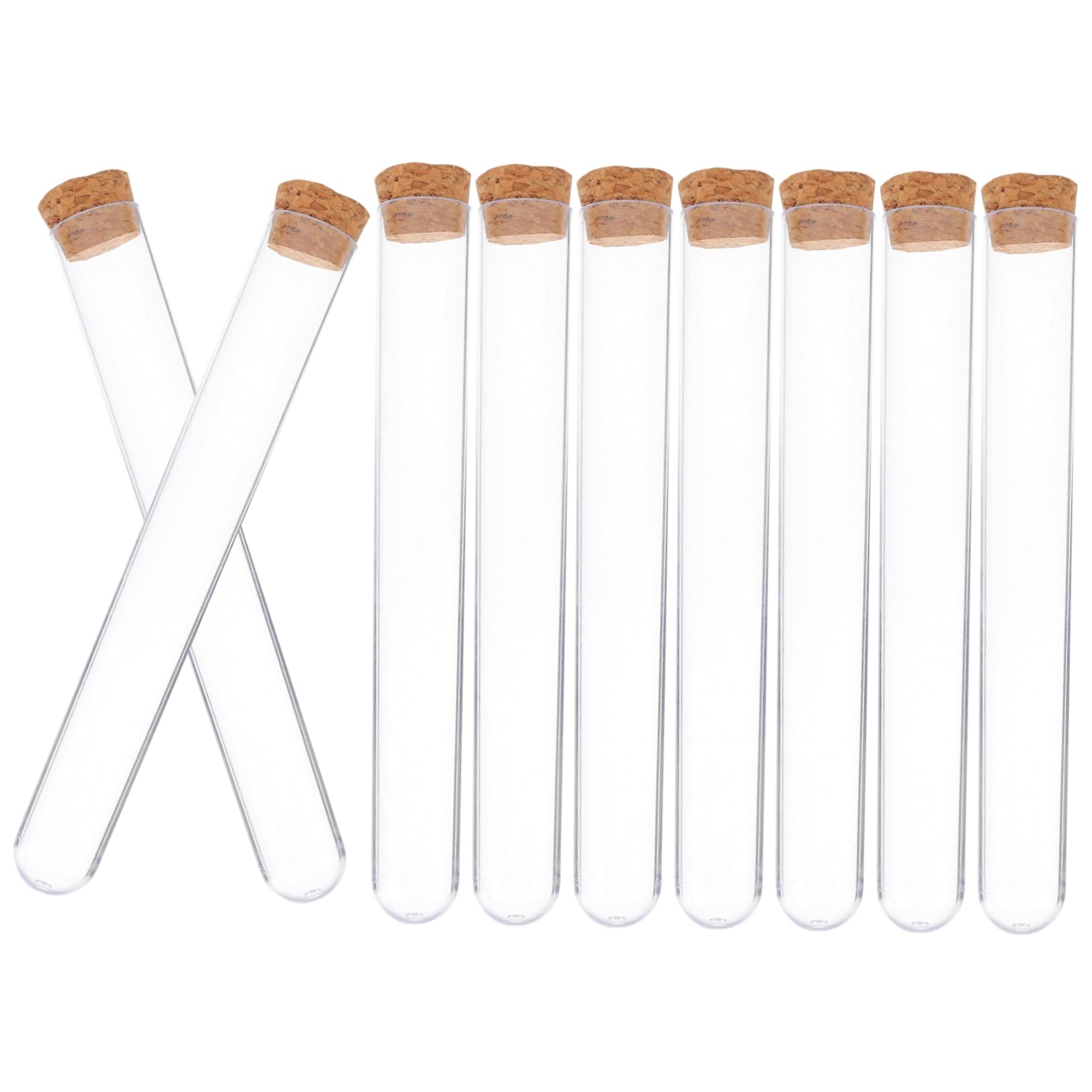 Ciieeo 25pcs 20x150mm Test Tube Cork Stopper Plastic Sample Storage Tubes Test Lab Tube