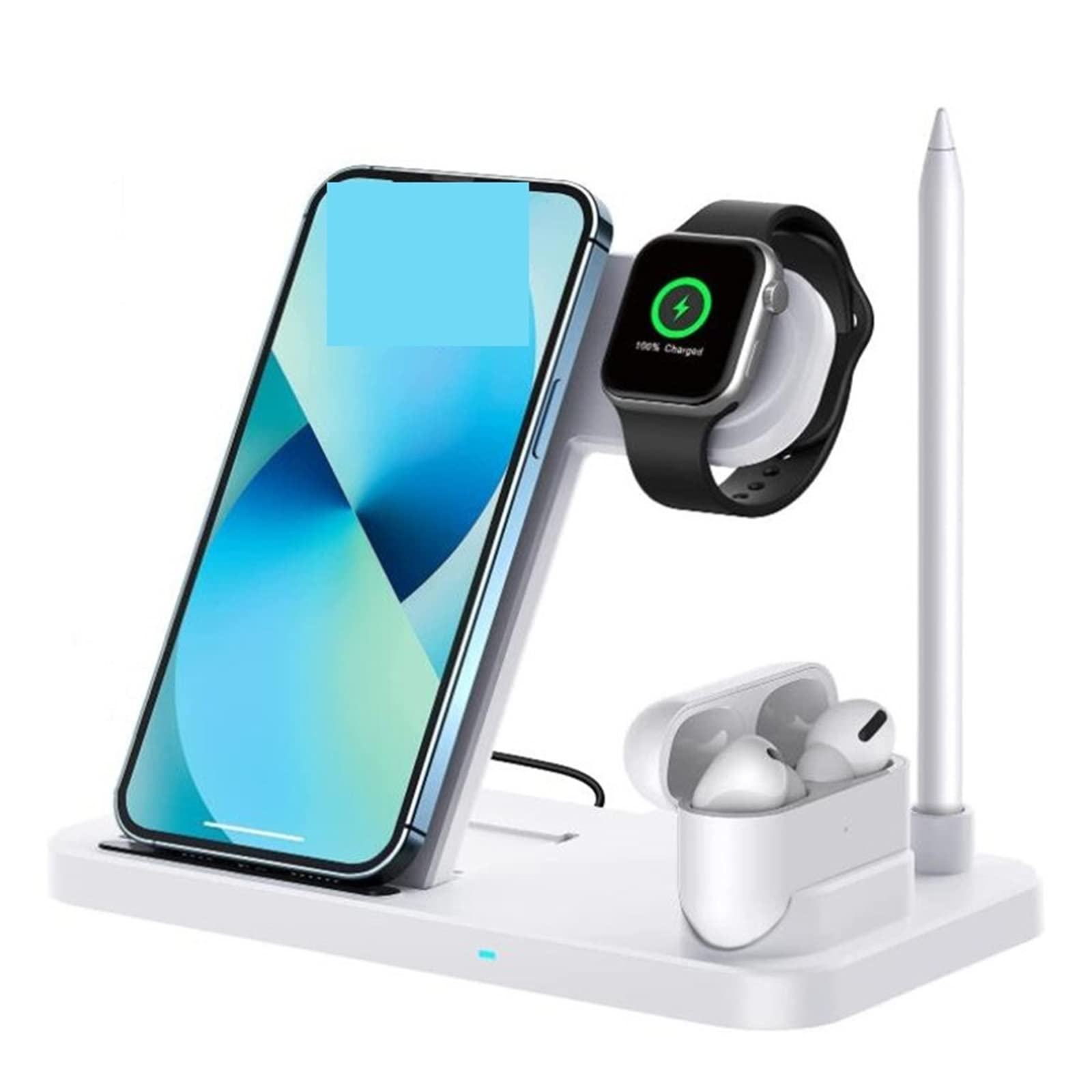 Soporte de Cargador inalámbrico 15W 4 en 1 estación Carga rápida for teléfono con Auriculares y Reloj,Compatibilidad Universal(Style 2 15W 4 in 1 W)