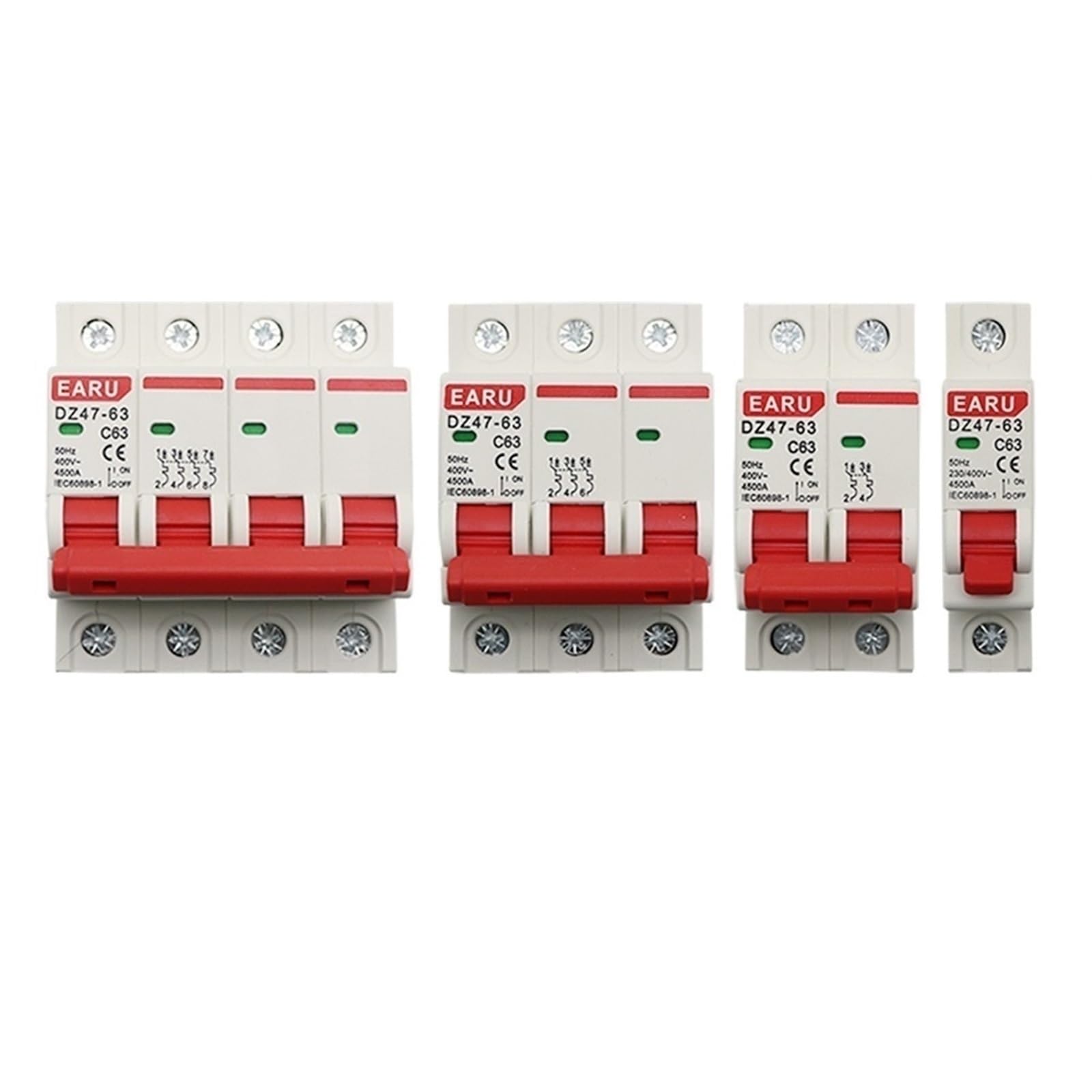 Disjoncteur DZ47 bipolaire 400V courbe C pour montage rail DIN 35mm lot de 10