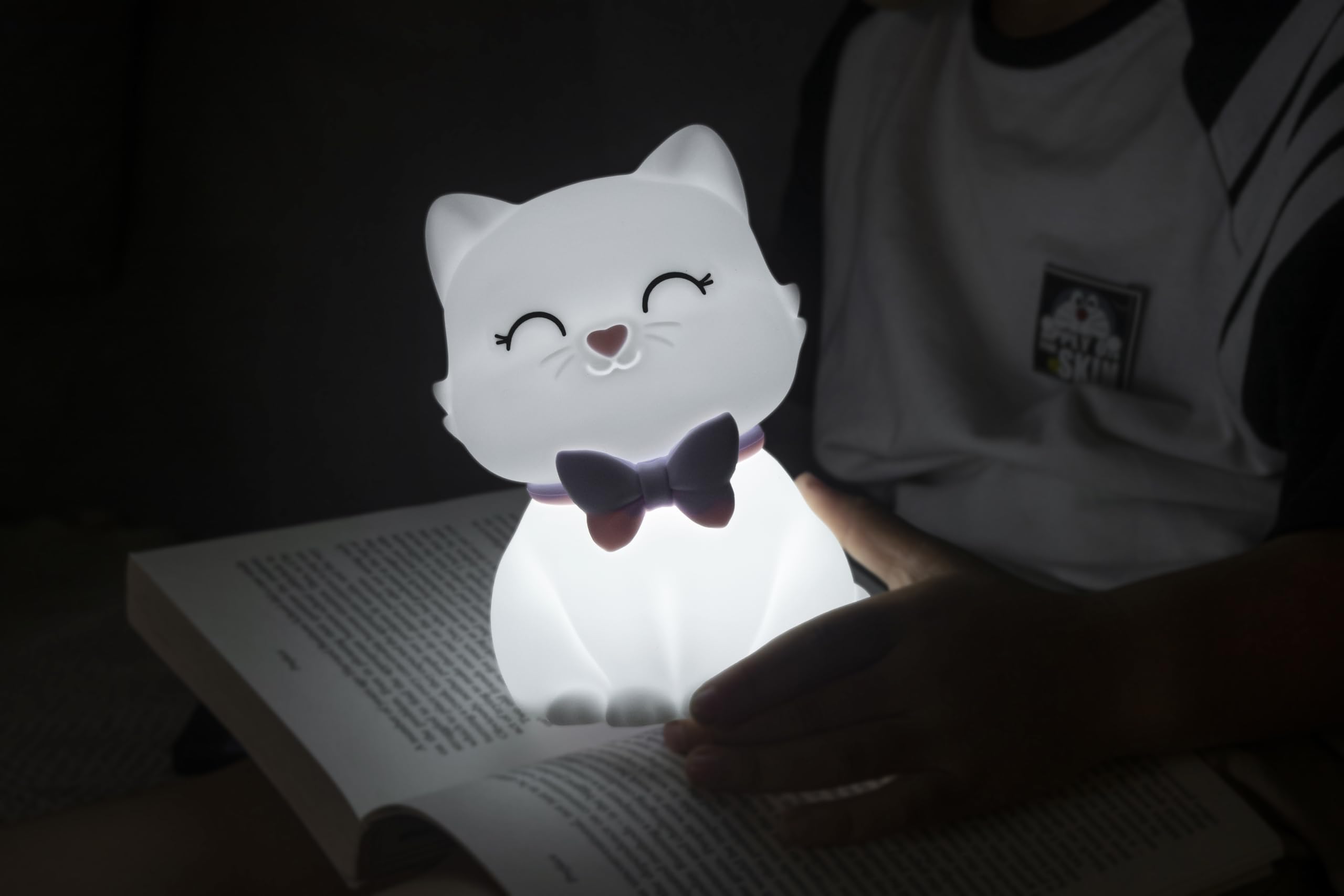[D]hink DHINK - Lámpara de noche recargable LED de gato, lámpara de noche de silicona para habitación de bebé y niño, lámpara de noche infantil, regalo de nacimiento, color blanco