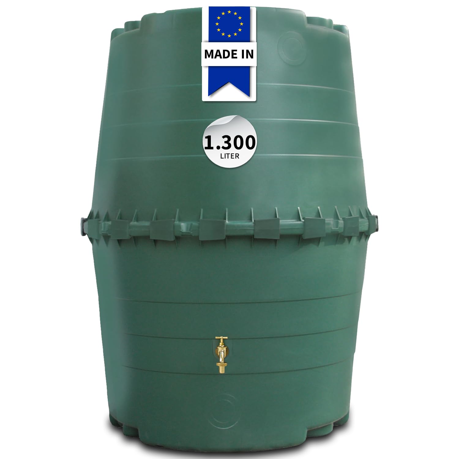 GARANTIA TOP-Tank Regentonne 1300 Liter dunkelgrün - Regenfass, Wassertank, Regenwassertonne, Wassertonnen für Garten, Wasserbehälter, Weithalsfass, Fass, Regenwassertank, Wasserfass