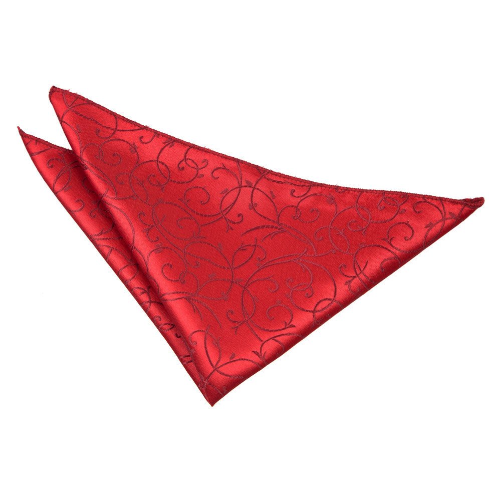 DQT Men Red Solid Plain Stripe Floral Paisley Polka Dot Pocket Square - Swirl Burgundy