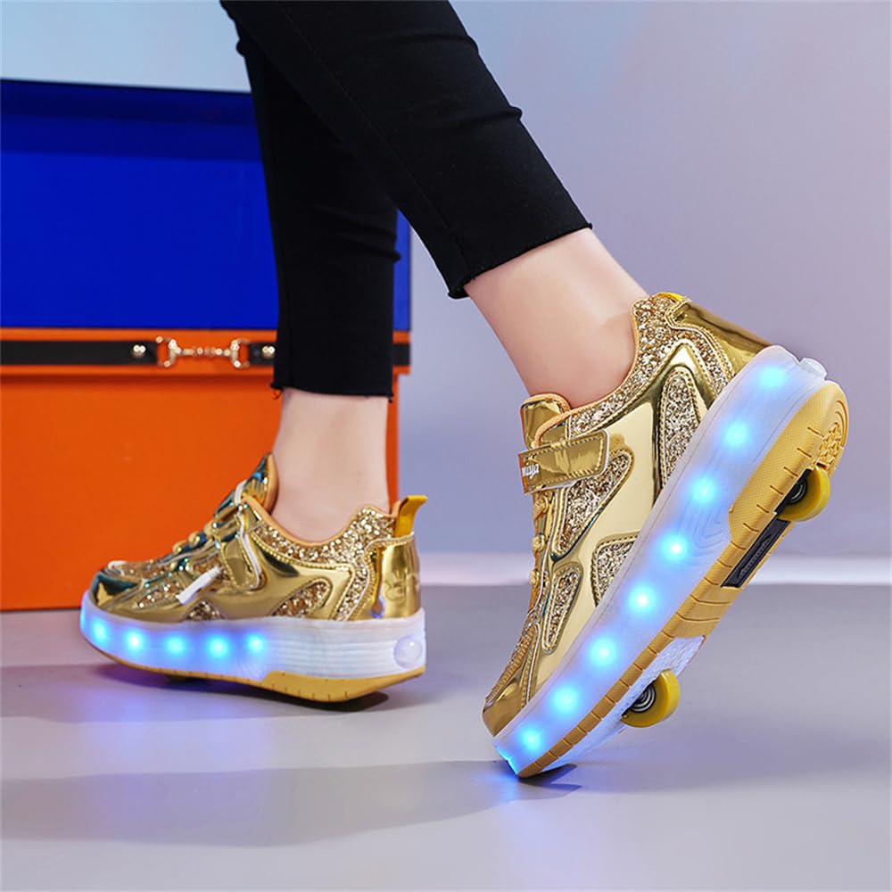 Mateju Zapatos con Ruedas para Niña y Niño Patines con 2 Ruedas, Zapatillas Deportivas al Aire Libre Retráctil, Zapatillas de Skateboarding Niñas Niños Adulto 29-40 EU