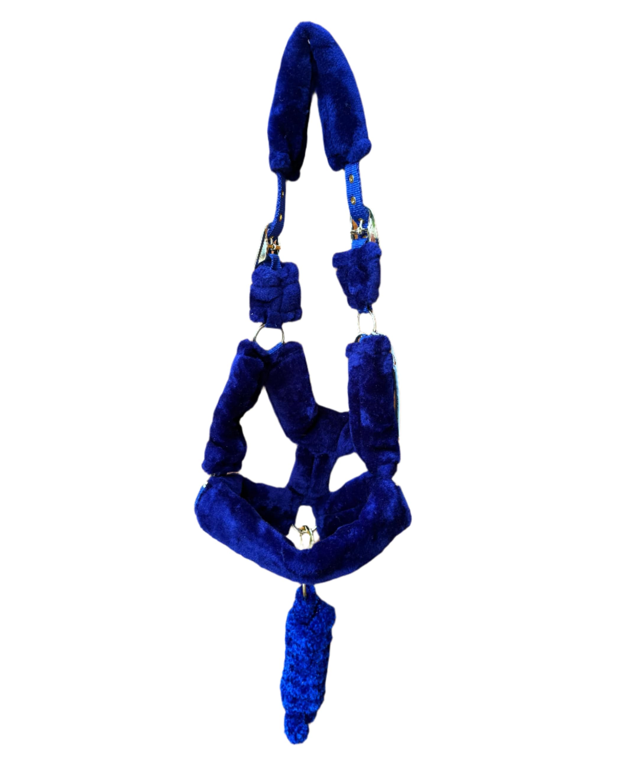 Royal Blue Mink Nylon Horse Halter Headcollar with Rope Lead Adjustable Comfort Fit with Soft Padding (Extra-Full)