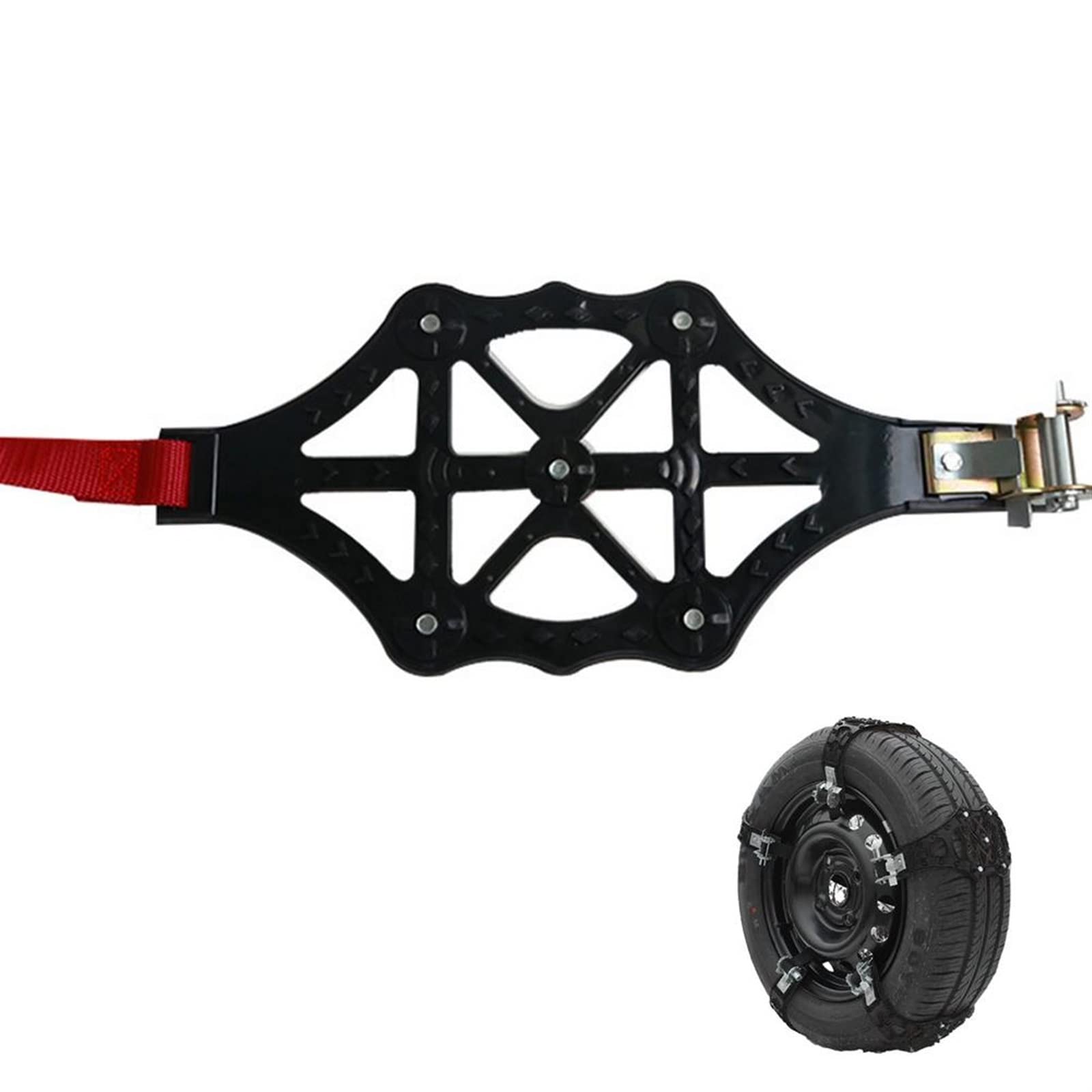 Cadenas de nieve ajustables, Cadenas de nieve for coche TPU negras 36,5x55cm