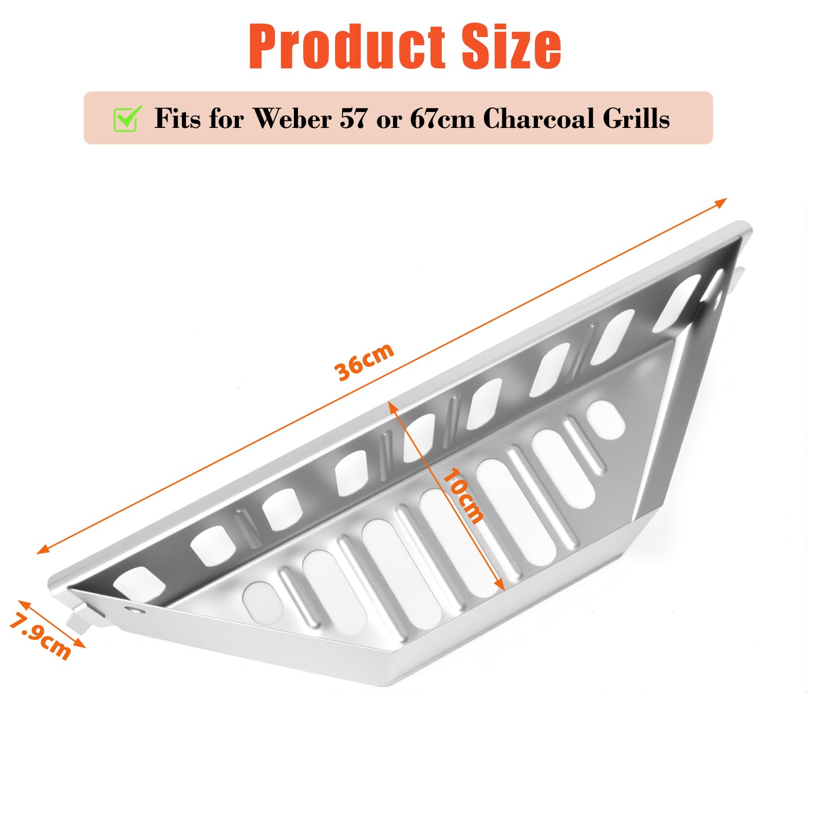 GRISUN 2 cestini a carbone per Weber 47/57/67 cm, supporto per carbone Char-Basket compatibile con Weber 7403, Kettle, One Touch, Master Touch, barbecue a sfera