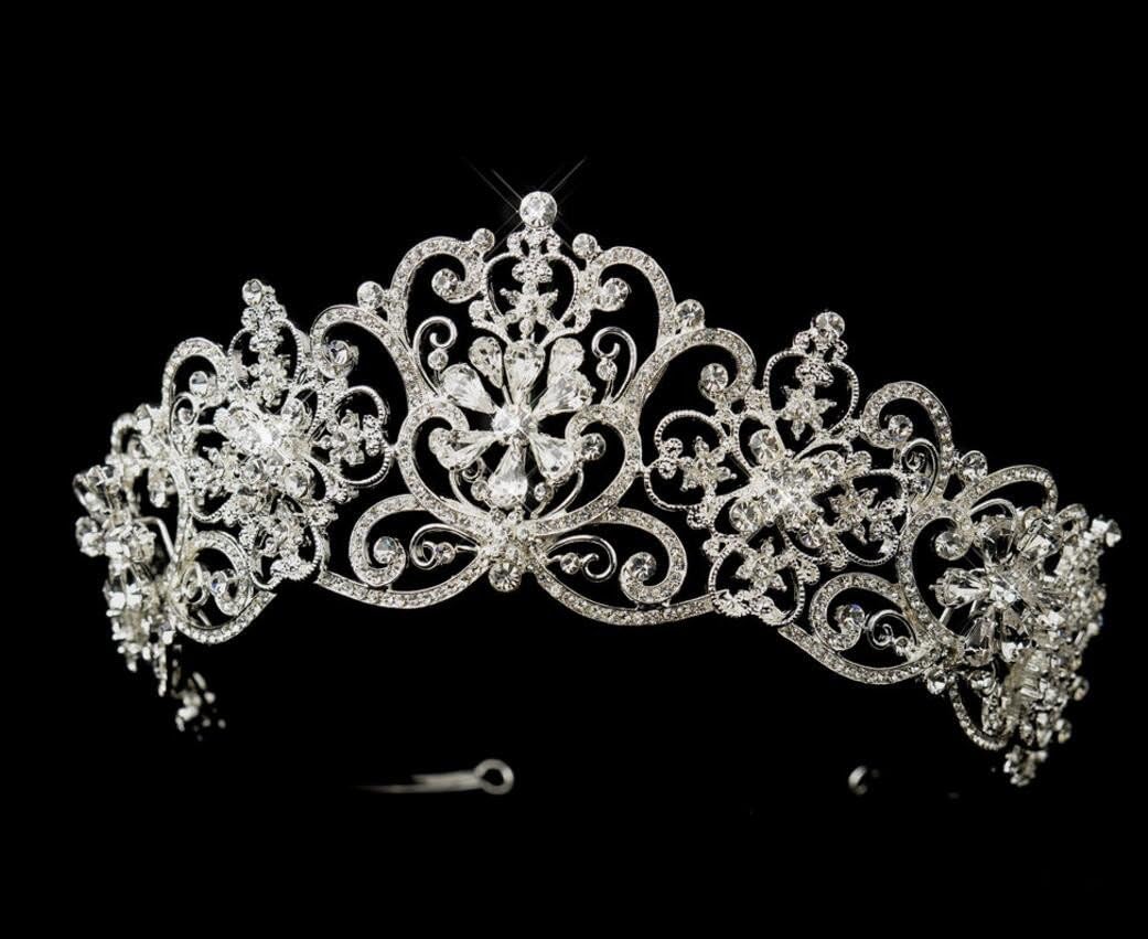 Wiipu Luxury Teardrop CZ Rhinestone Crystal Wedding Bridal Tiara Crown(A1063)