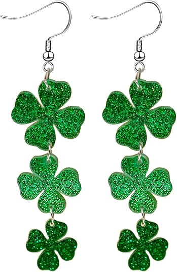 🍀 Lucky St. Patrick's Day Earrings! ☘️ Irish Shamrock Dangle Earrings