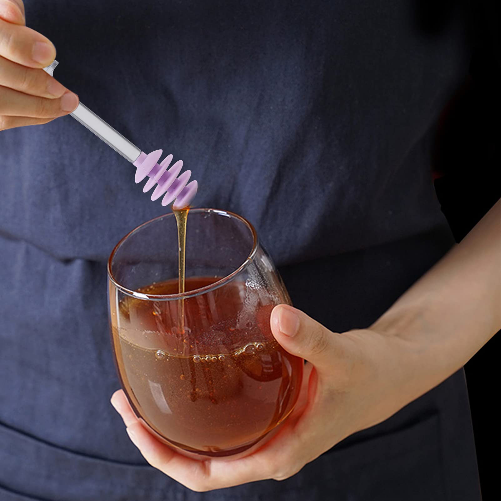 Cabilock Coffee Syrup Glass Stir Sticks Small Honey Stirrer Stick Plastic Honey Dipper Sticks Jam Dippers Syrup Stirrers for Honey Pot Purple Coffee Stir Spoons Coffee Stirrers