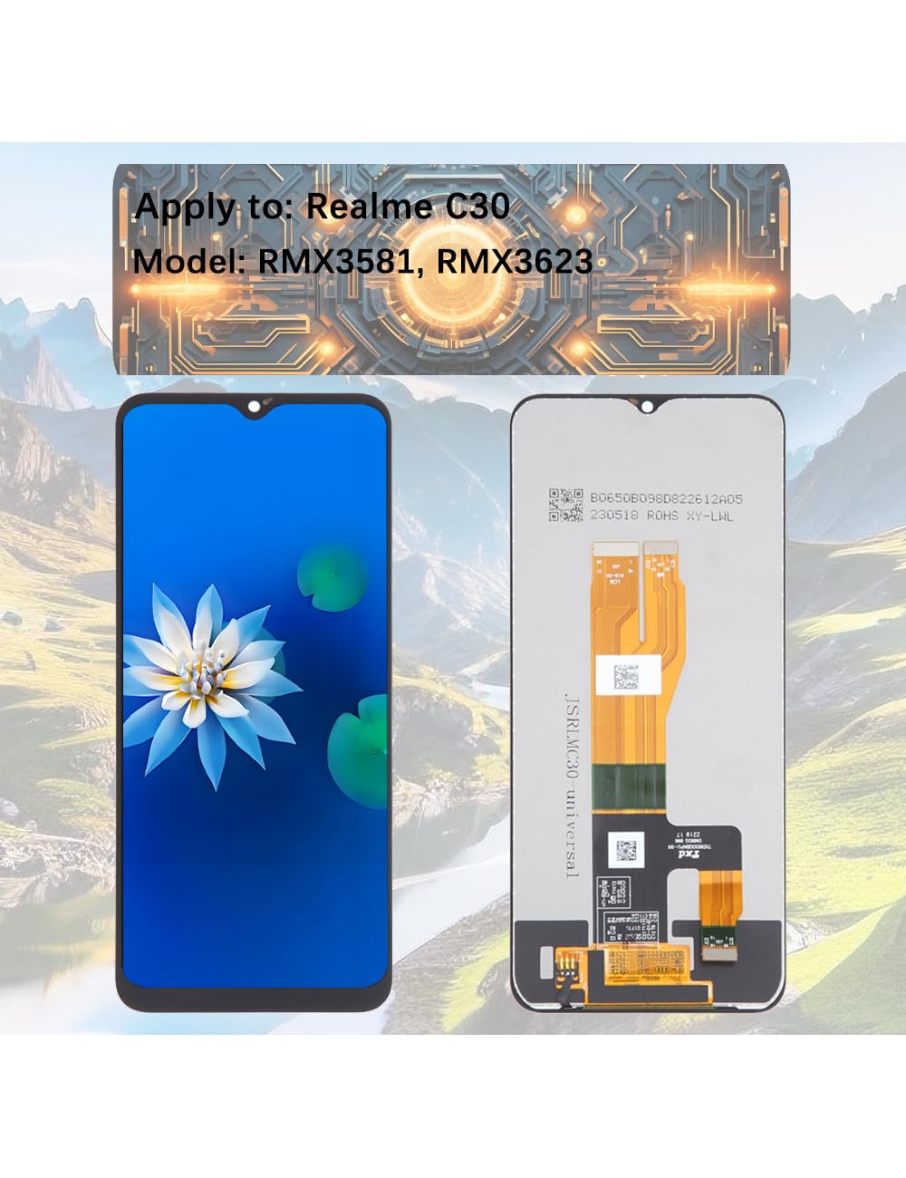 H&LYCYJ Schermo di ricambio per schermo LCD Realme C30 RMX3581 RMX3623 con kit