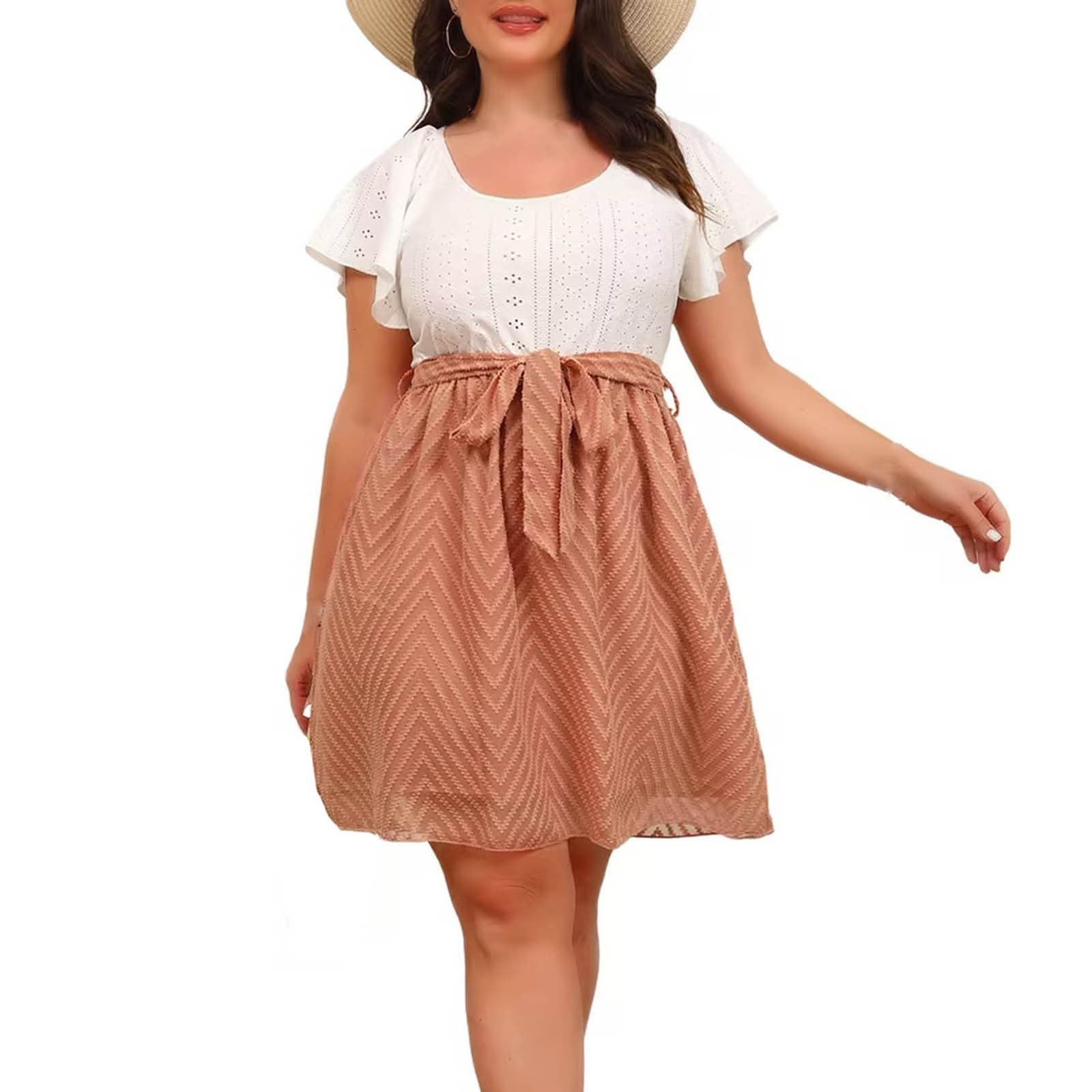 Robe d'été décontractée à volants chic avec ceinture ajustée - 8