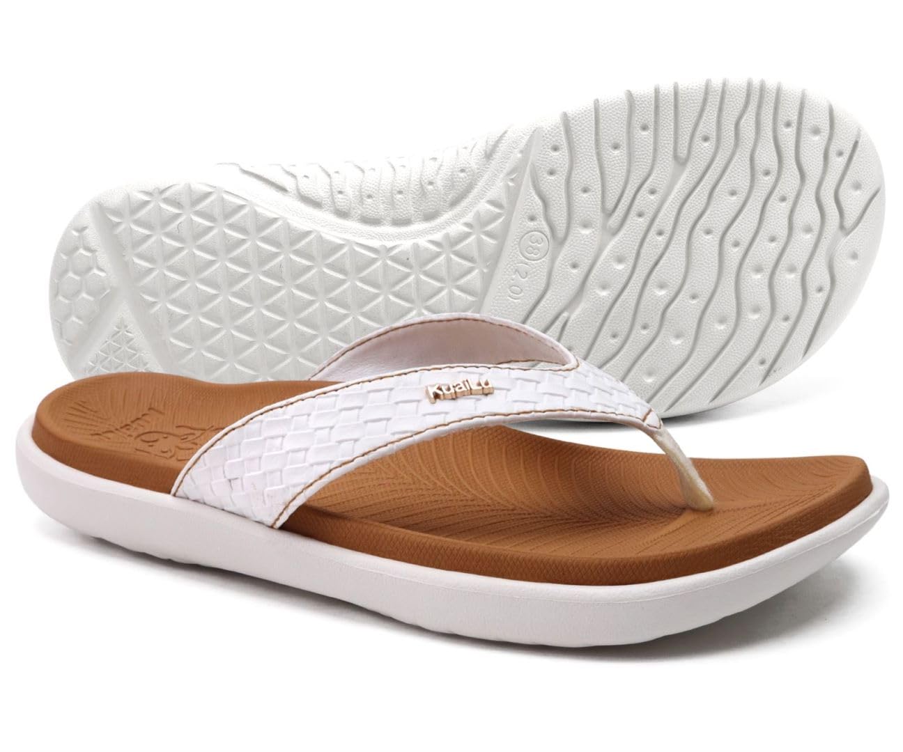 KuaiLu Flip Flops Damen Leder Zehentrenner für Sommer Beach Frauen Bequeme Yoga Mat Tanga Sandalen für Plantar Fasciitis