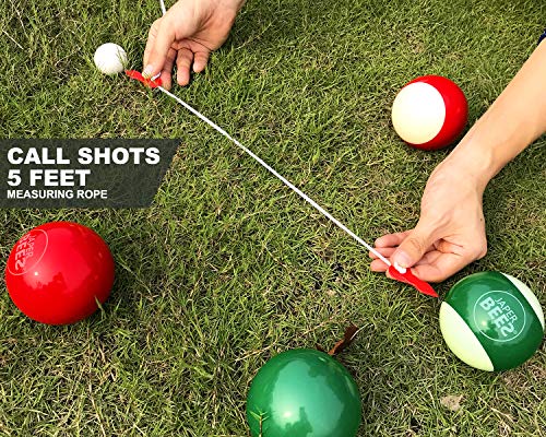 JAPER BEES Bocce Ball Set 100mm Outdoor Lawn Games for Family with 8 Balls 1 Pallino Measuring Rope Canvas Carrying Case