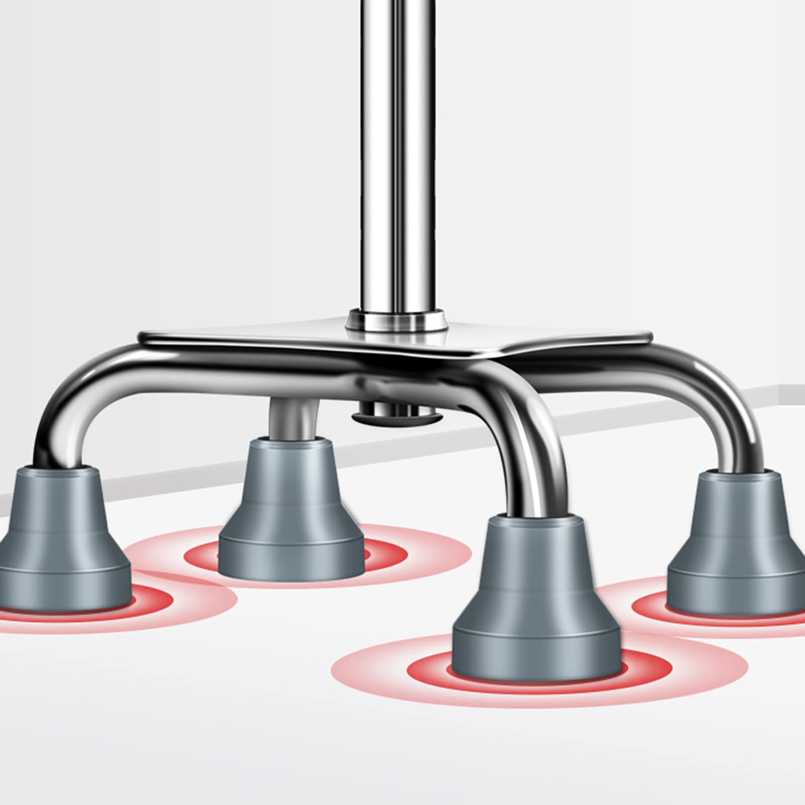 Ajustable Altura Bastón De 4 Patas Con Luces LED Masaje Cacha T Para Hombres Y Mujeres Ligero Bastón De A Pie Cómodo Estabilidad Extra Basar Ayuda De Movilidad,Silver a