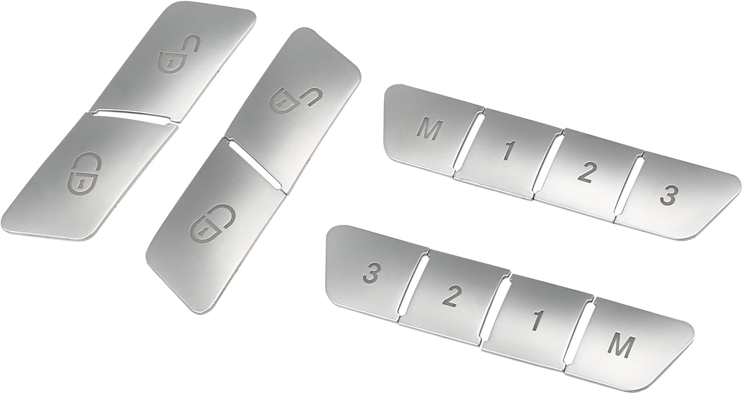 Set of 12 Car Seat Memory Door Lock Unlock Button Sticker Adjust Switch Button for Mercedes-Benz a Class 2013-2017 Interior Trim Accessory Black