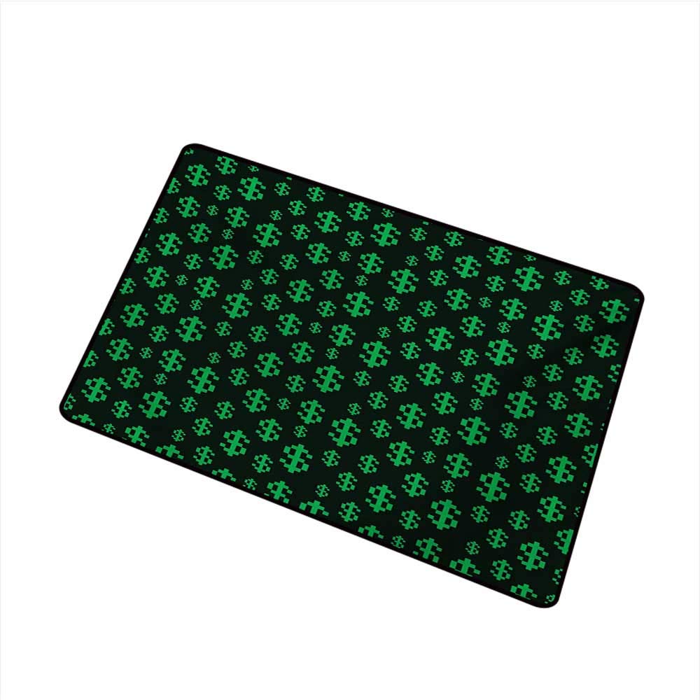 Wang Hai Chuan Money Inlet Outdoor Door mat Pixel Art Inspirations in Eighties Style Dollar Sign Banking Business Catch dust Snow and mud W23.6 x L35.4 Inch,Dark Green Lime Green