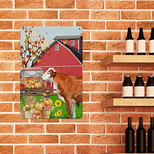 Panneau mural en métal Hello Fall déco d'automne 45x30 cm