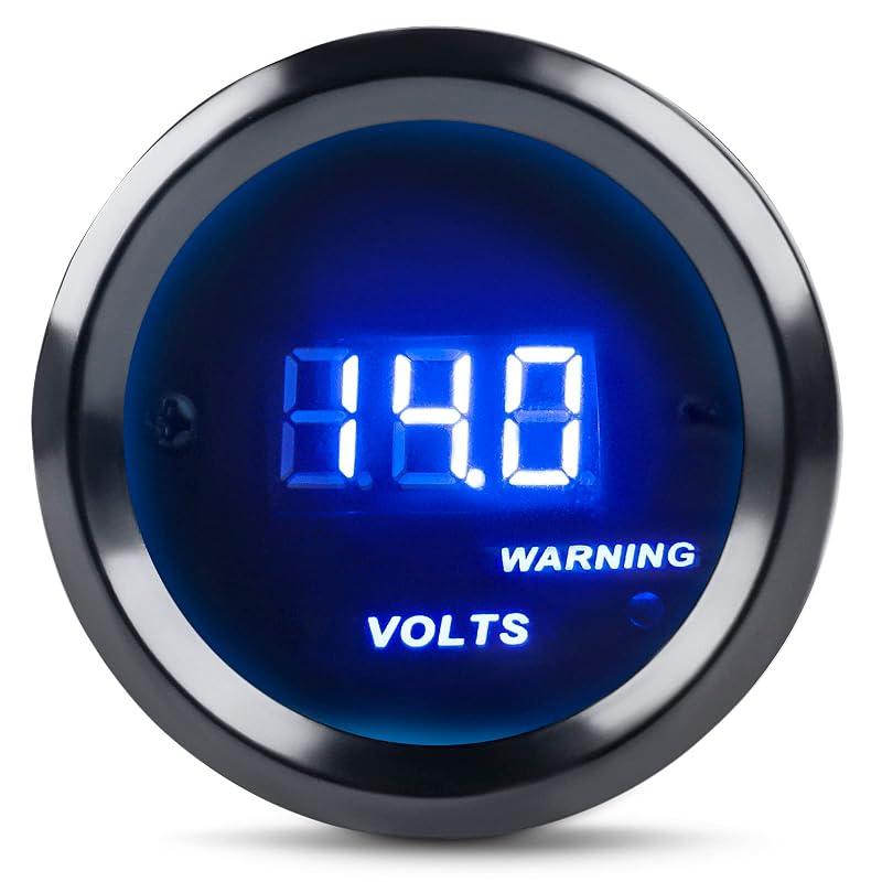 Voltímetro Digital LED Azul WATERWICH DC12V 52 mm para Monitoramento da Bateria – 1 unidade