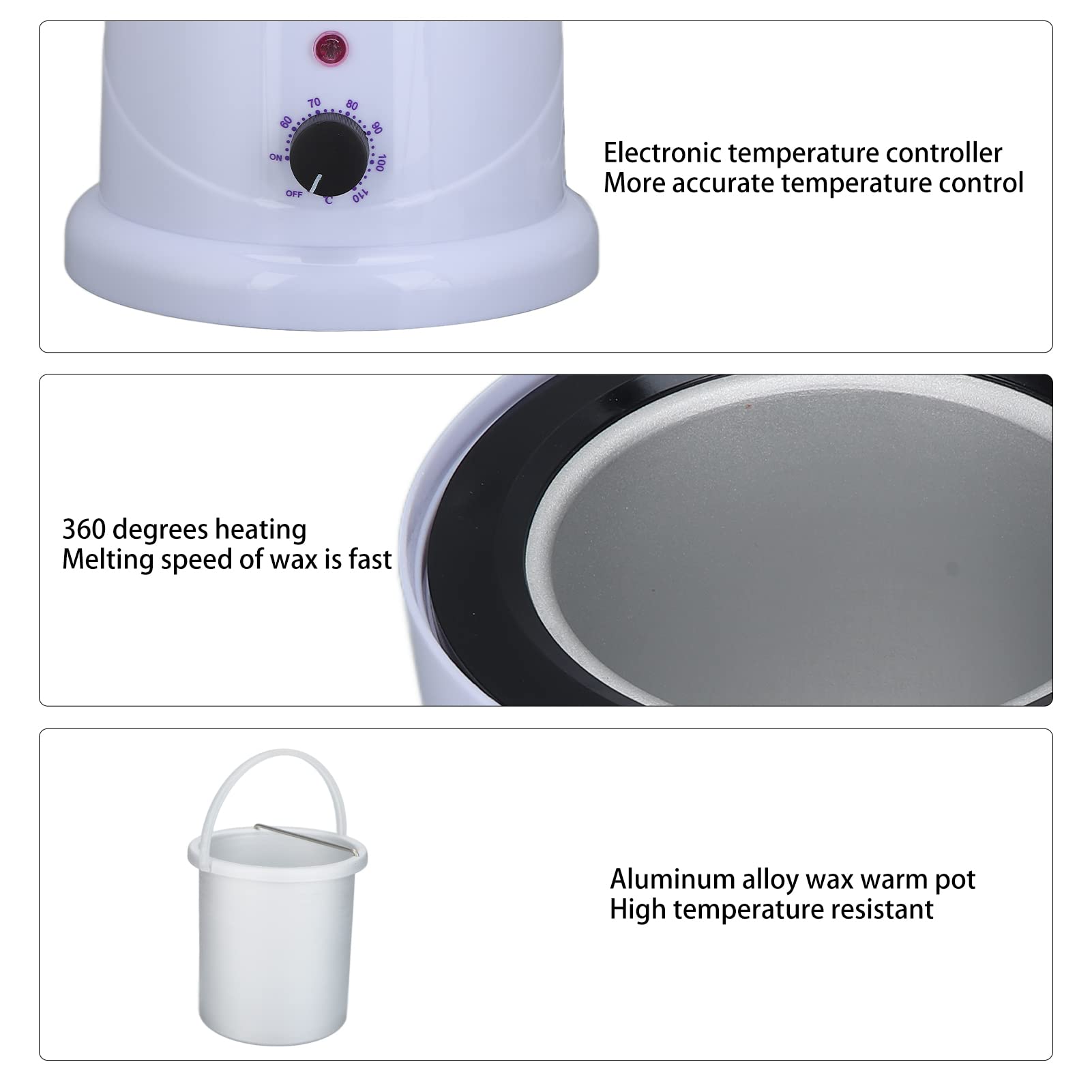 Calentador de Cera, Calentador Depilatorio de Temperatura Ajustable, Depilación Calentadores de Cera Caliente Cera de Cera que Se Derrite para Frijoles de Cera Dura, para Piernas Cara Cuerpo