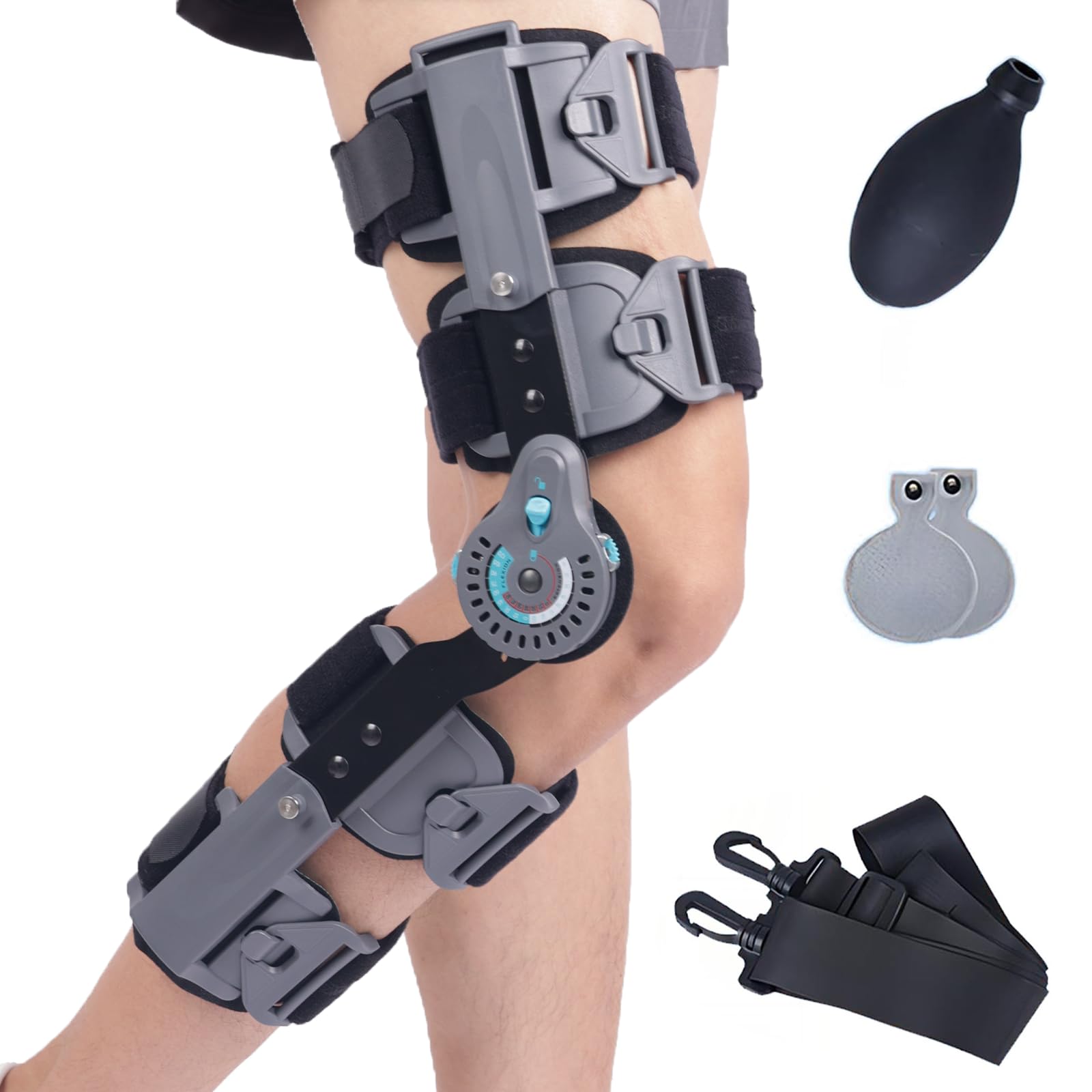 Regulowany, Zawiasowy Stabilizator Kolana, Do Wsparcia Pooperacyjnego - Wyprost Zakresu Ruchu, Regulowany KąT/DłUgość, Uniwersalny Stabilizator Ortopedyczny, Rehabilitacja Ortopedyczna