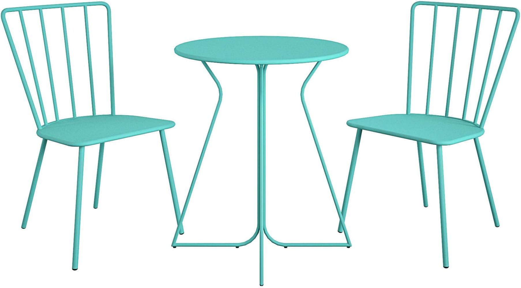 Novogratz Poolside Gossip Collection, Heidi Outdoor/Indoor 3 Piece Bistro Set, Turquoise